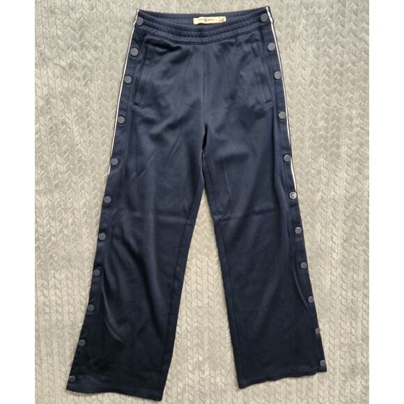 Tory Sport Track Pants size XS Navy Blue & White Snaps Athleisure Wide Leg - Picture 2 of 14